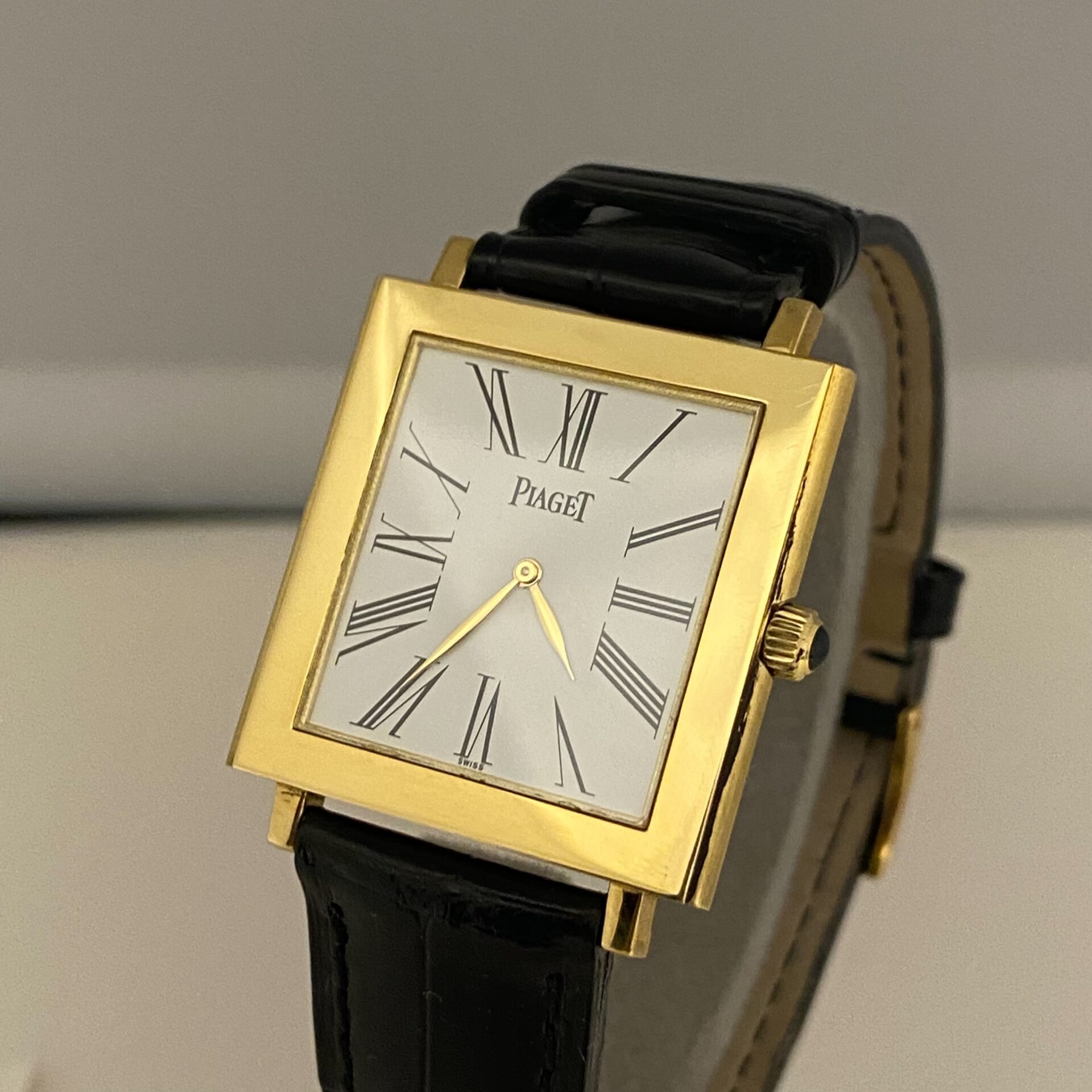 PIAGET ピアジェ K18YG アルティプラノ 手巻 スクエア 尾錠純正750＆レザーベルト 腕時計