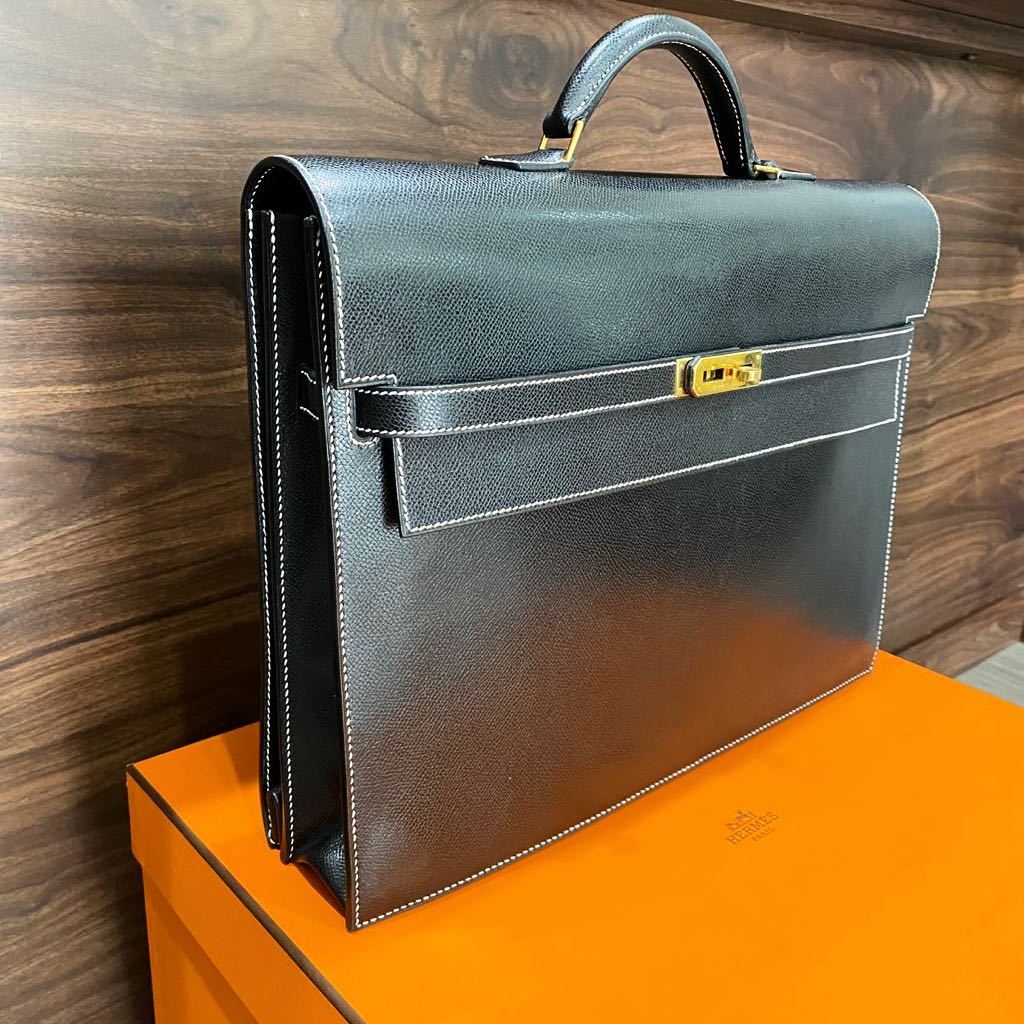 HERMES エルメス ケリーデペッシュ 38 二層 ブリーフケース ブラック A4