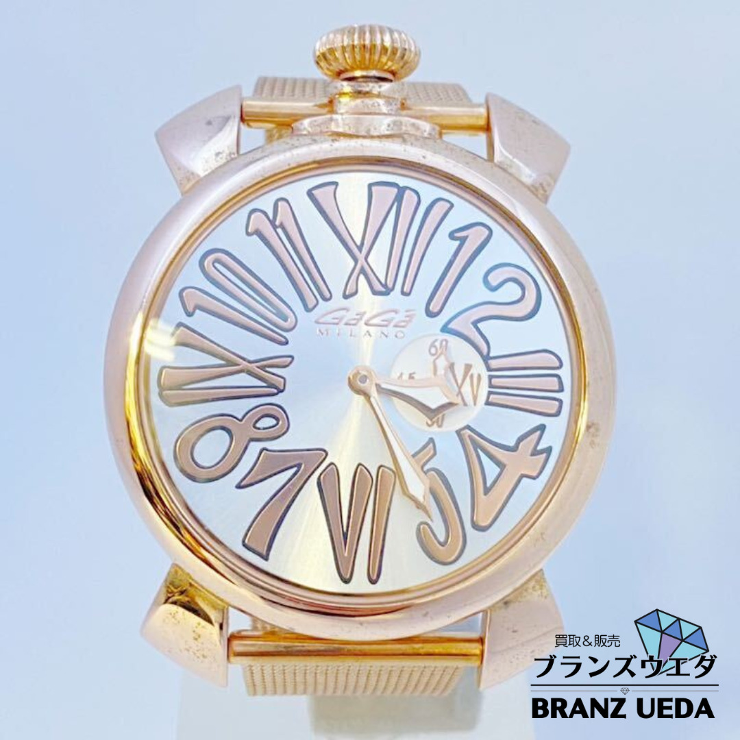 美品 GaGaMILANO ガガミラノ マヌアーレ スリム 時計 5081 46mm ユニセックス 腕時計 箱/保