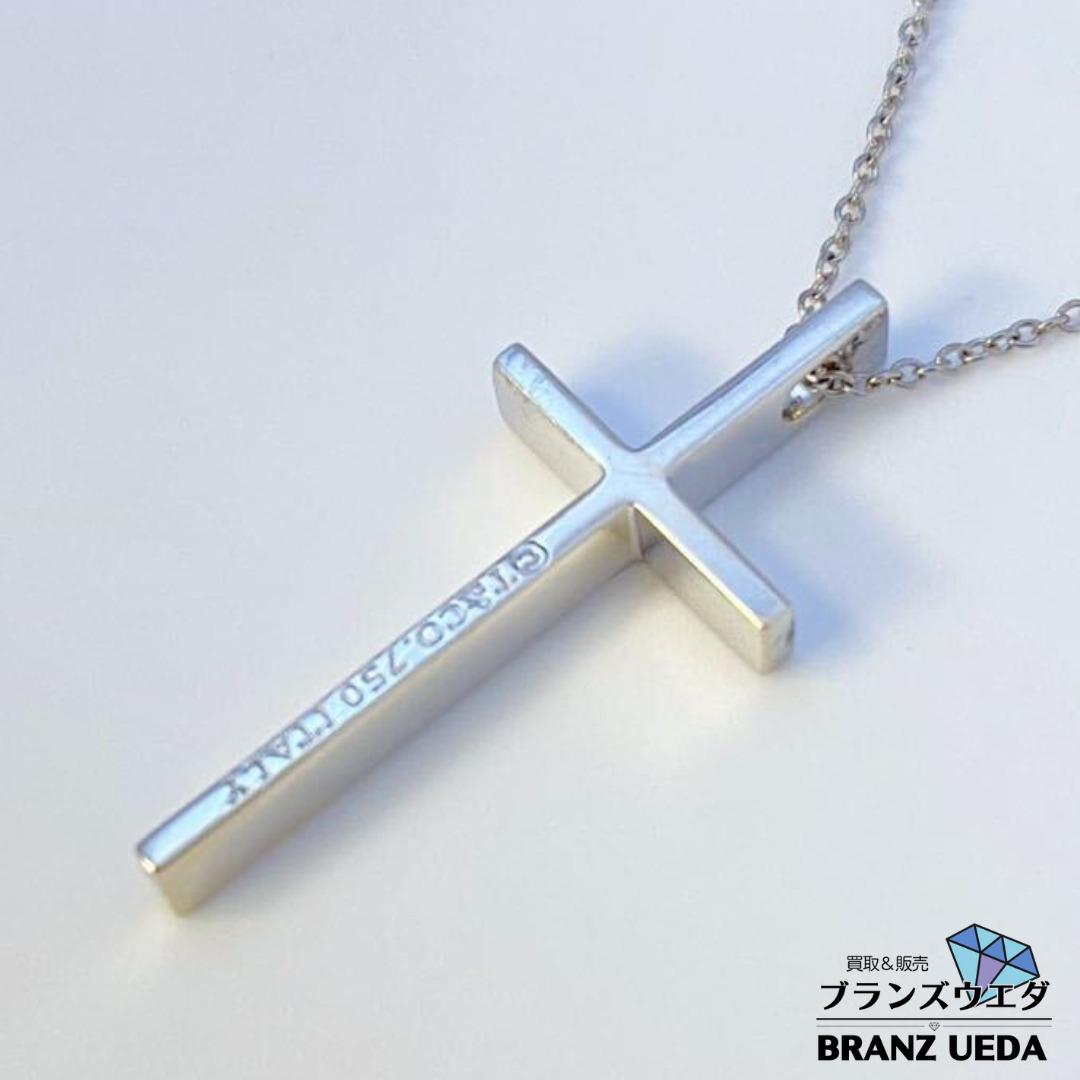 美品 Tiffany & co. ティファニー クロス ネックレス ホワイトゴールド 750WG